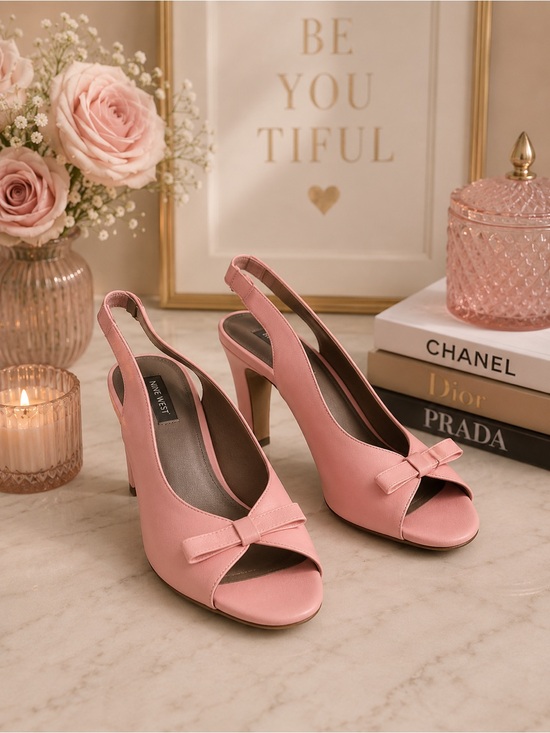 Array Shoes - Nine West Pink Bow Slingback Heels
